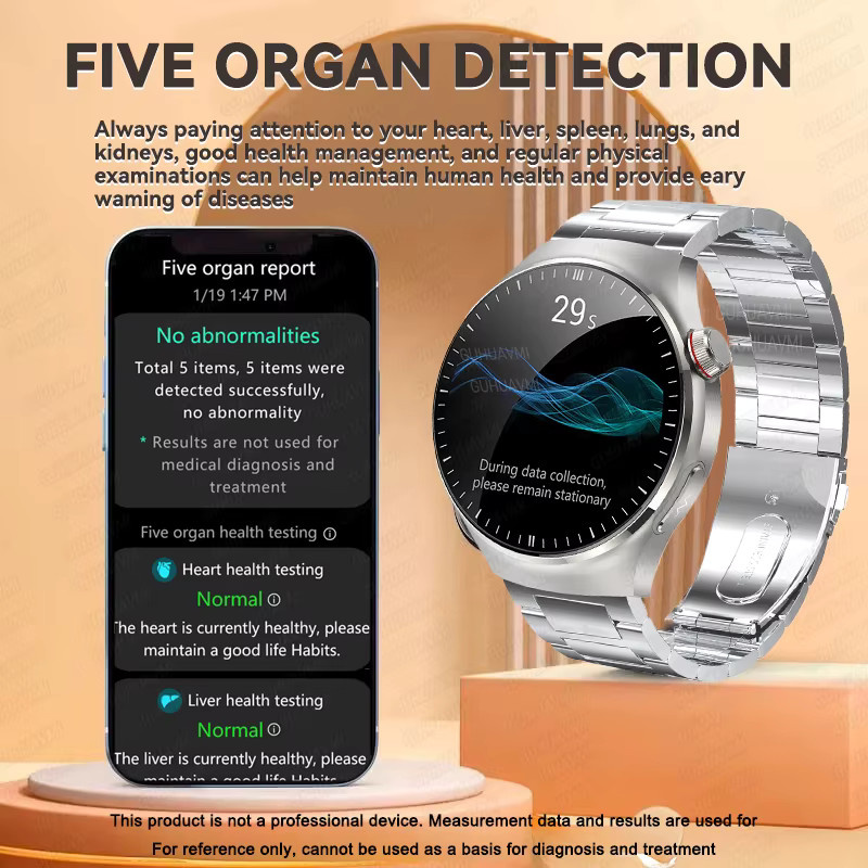 GUHUAVMI KI-Smartwatch mit EKG und PPG zur Gesundheitsanalyse in Schwarz - Bild 4