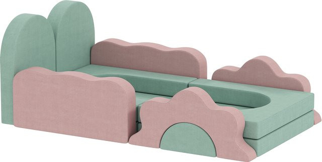 AIYAPLAY Softbausteine Set aus Schaumstoff mit Cordoptik, 12 Stück, Grün, H x B x T: 75 x 75 x 10 cm - Bild 1