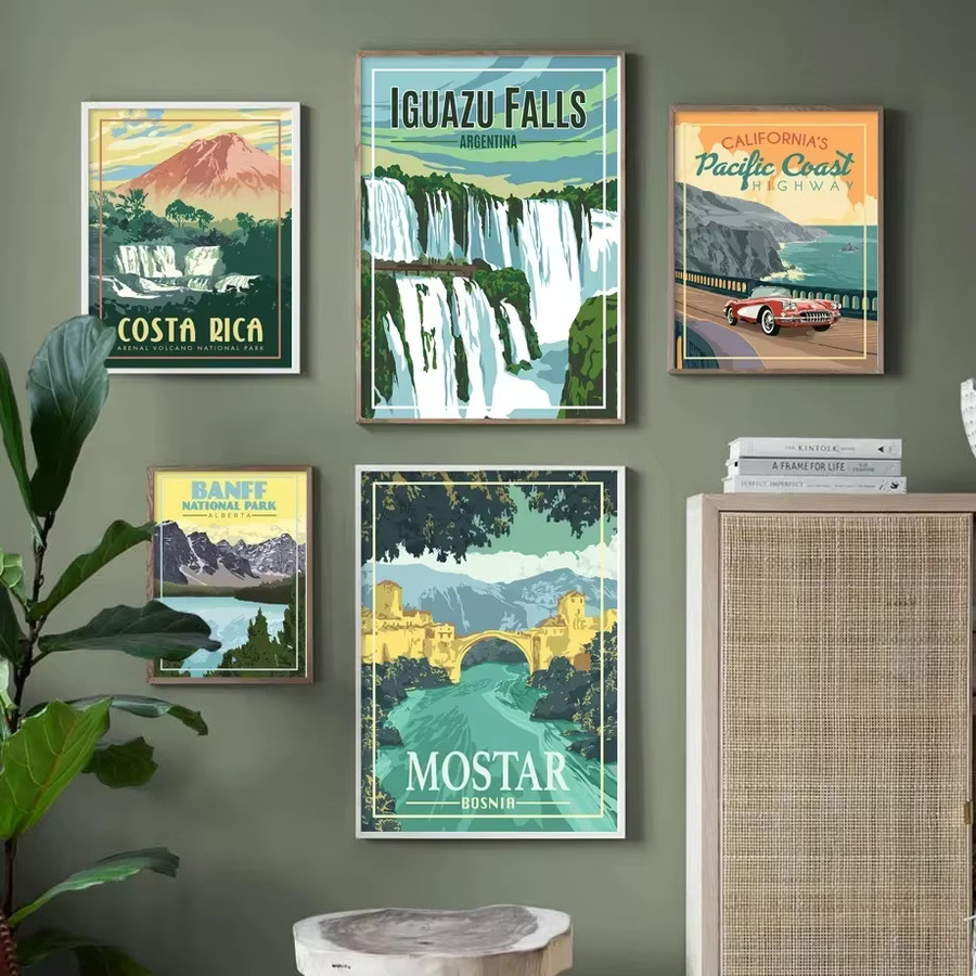 Potdemiel Minimalistischer Wandkunstdruck World City View Mostar Island Banff als Leinwandgemälde in Mehrfarbig - Bild 3