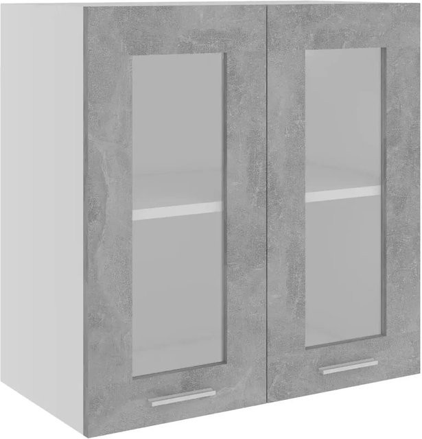vidaXL Hängeglasschrank in Betongrau mit Glastüren und Regalböden aus Holzwerkstoff, B/T/H: 60 x 31 x 60 cm - Bild 1