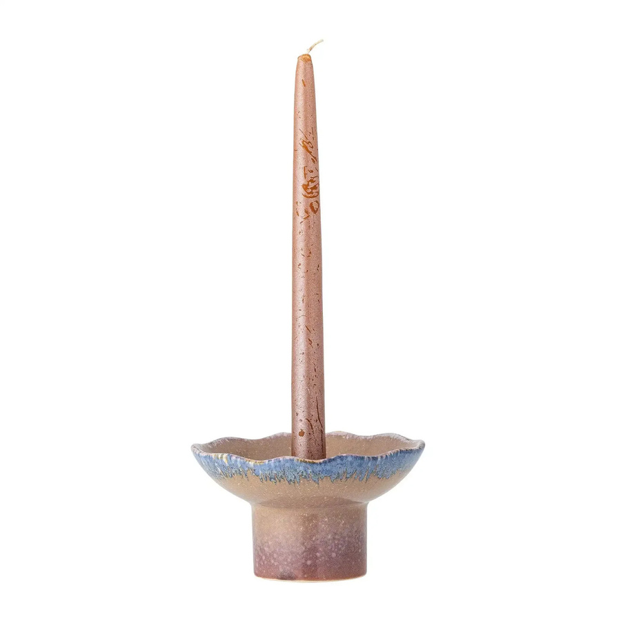 Bloomingville Kerzenhalter Cloe aus Steingut in Blau gesprenkelt, Höhe: 14 cm - Bild 1
