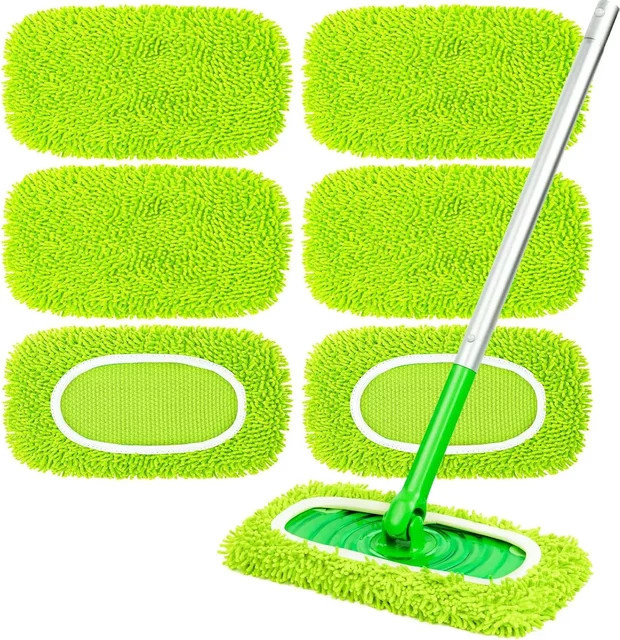 HOME TIMES Wiederverwendbare Wischpads aus ultrafeinen Fasern in Grün mit hoher Wasseraufnahme für Standard-Mopps - Bild 1