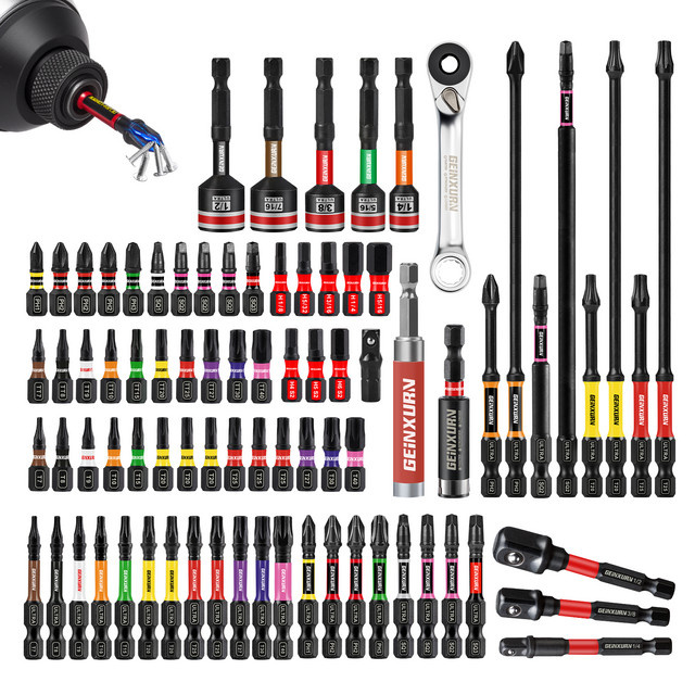 Geinxurn 82-teiliges Schlagschrauber-Bit-Set aus S2-Stahl in Multicolour mit Bithalter, Mutternschraubendreher und Mini-Schraubenschlüssel - Bild 1