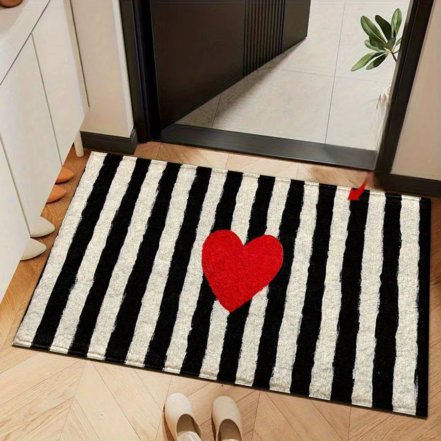 VIKAMA Anti-Rutsch-Bodenmatte mit schwarz-weißem Streifenmuster für Küche und Schlafzimmer, rechteckig, B/T: 40 x 40 cm - Bild 2