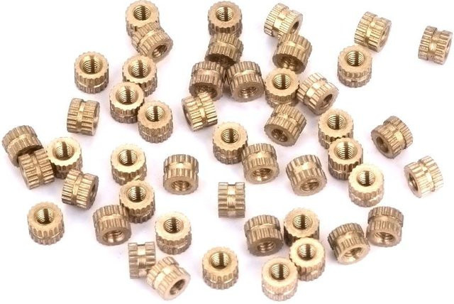 50 Stück M3 Messing Einbettmuttern Zylinder Rändel Rund in Gold - Bild 1