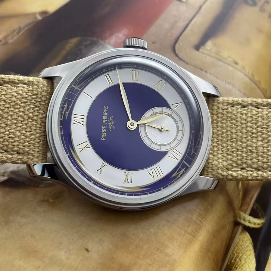 GRMONTRE Armbanduhr, Handaufzug, Edelstahl, Blau, Herren - Bild 4