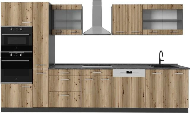 Vicco R-Line Küchenzeile Artisan Eiche und Anthrazit mit Hochschrank, Breite: 350 cm - Bild 1
