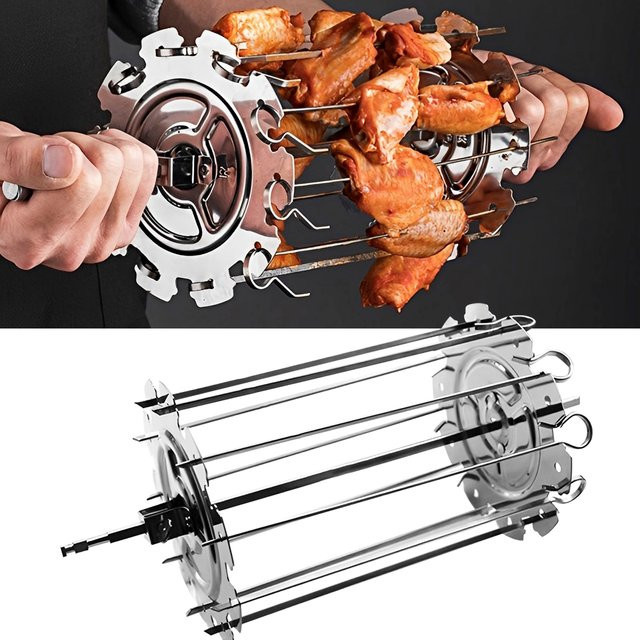 Willstar Kebab Maker Grillrost aus Edelstahl in Silber für Fleisch und Spieße - Bild 1
