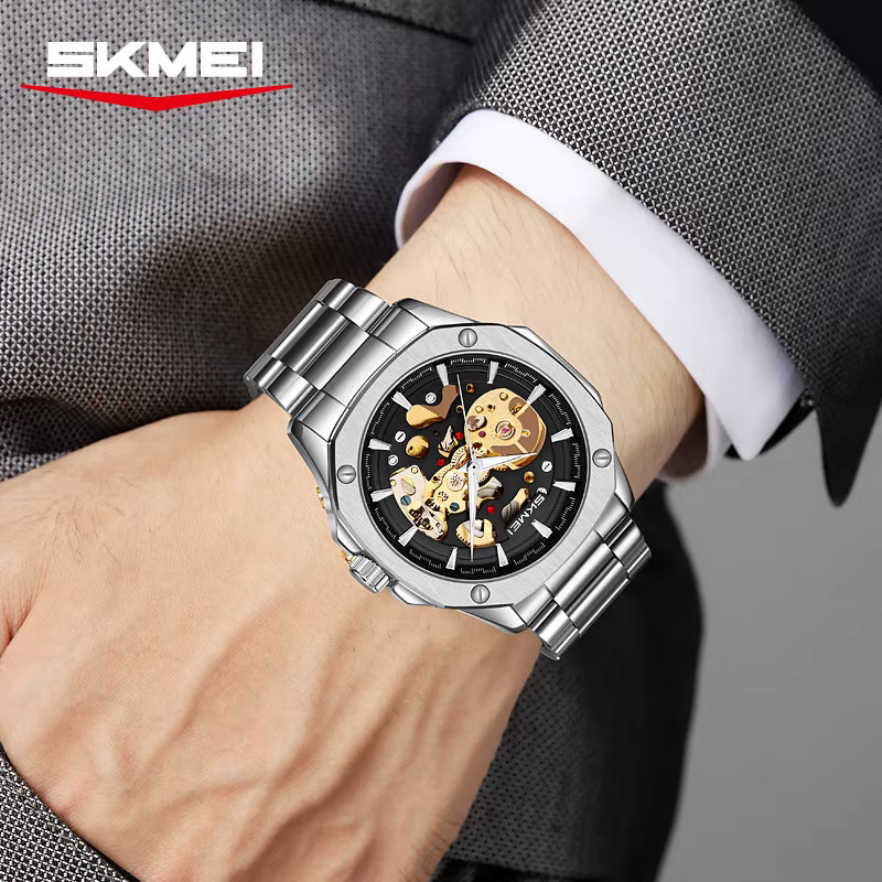 SKMEI Armbanduhr Automatik, Edelstahl, Silber, Herren - Bild 3