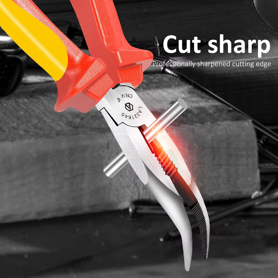 LAOA Gebogene Spitzzange in Rot für Elektriker und DIY-Reparaturen - Bild 2