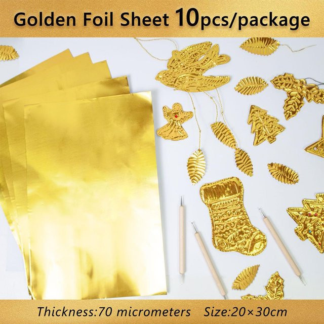 10 Stück Prägefolienblätter aus Aluminium in Silber und Gold für Kunstprojekte zum Malen und Gravieren - Bild 1