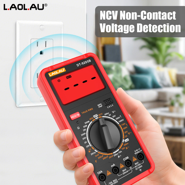LAOLAU Professionelles Digitalmultimeter DT-9205B mit 2000 Zählungen, manueller Bereich, AC/DC-Spannung bis 1000 V, 10 A und NCV-Funktion - Bild 1