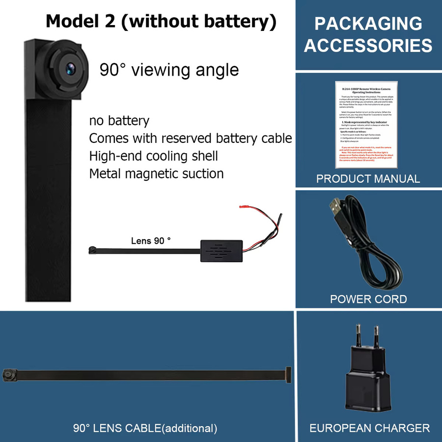Kleine 4K DIY WLAN-Überwachungskamera mit 2,0 MP und 1080P Bildqualität in Schwarz für Live-Übertragung per Smartphone-App - Bild 3
