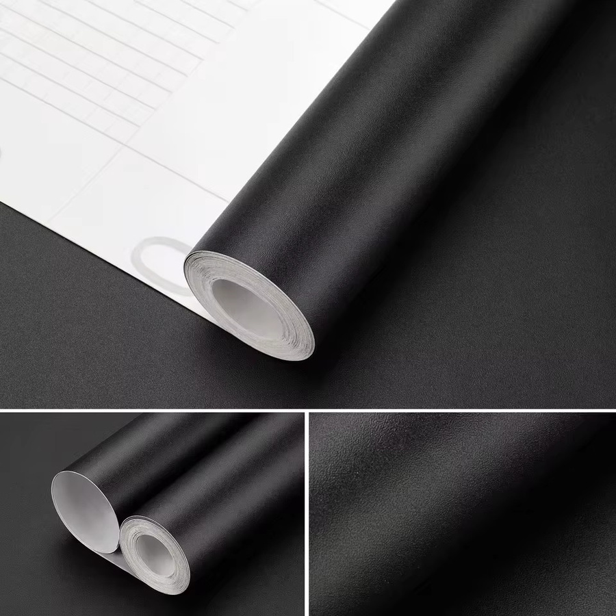 Selbstklebende Tapete von ctzsoop in Schwarz Matt, wasserdichte und abnehmbare PVC-Kontaktfolie für die Renovierung von Möbeln und Schranktüren - Bild 3
