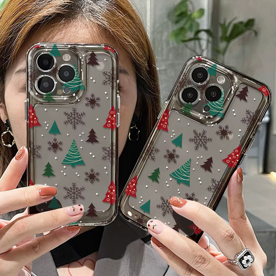 Stoßfeste transparente Silikonhülle mit Schneeflocken-Weihnachtsbaum-Design für Apple iPhone 16 15 14 13 12 11 Pro Max Pro Air - Bild 2