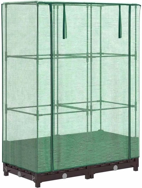 Furnicato Hochbeet mit Gewächshaus-Aufsatz und wasserfester Abdeckung in Braun in Rattan-Optik, B/T/H: 80 x 40 x 123 cm - Bild 1