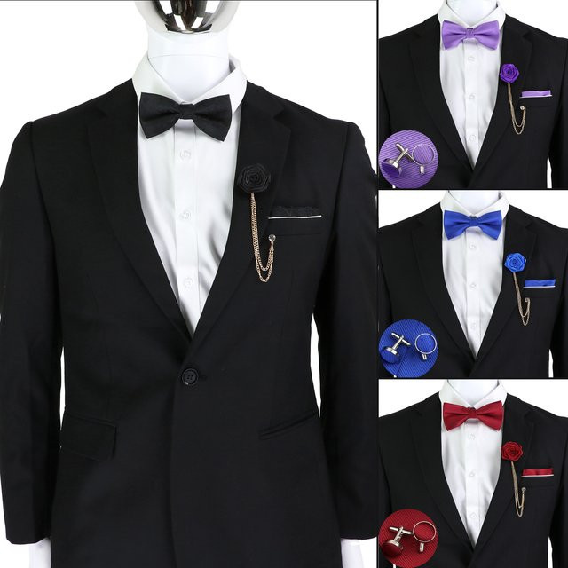 ZLQ&GOU Schmuck-Set, Bowtie, Manschettenknöpfe, Brosche, Unisex - Bild 1