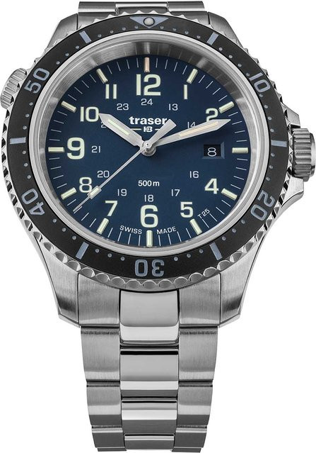 Traser Herrenuhr, Quarz, Edelstahl, Blau, 46 mm, 50 ATM - Bild 1