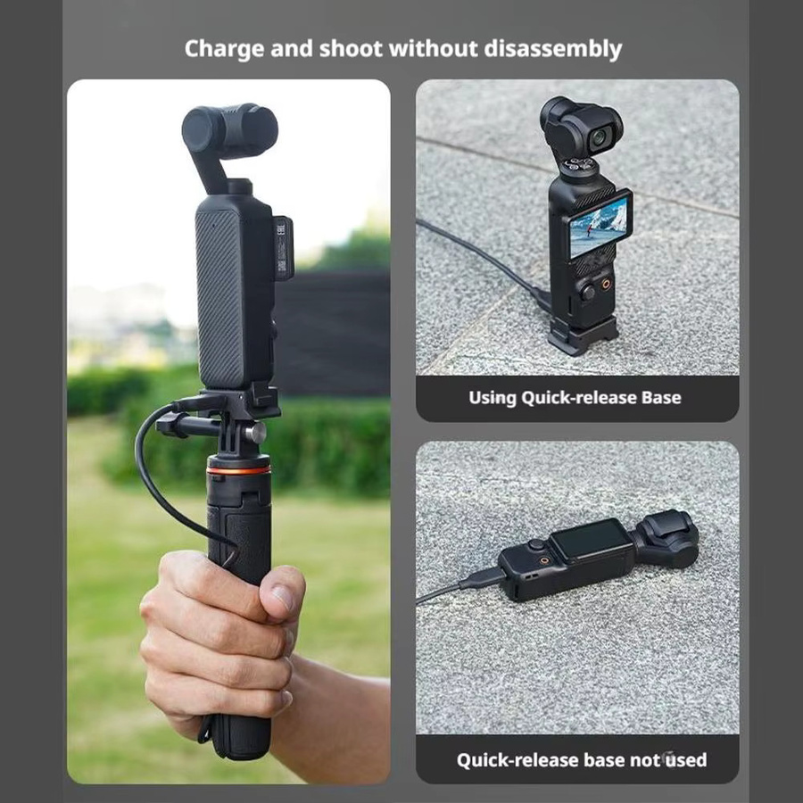 Magnetische Ladeadapterbasis für DJI OSMO POCKET 3 mit Schnellspannsitz und 1/4-Zoll-Gewindeloch, Schwarz - Bild 3