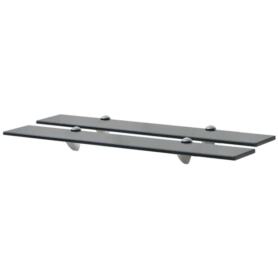vidaXL Schweberegale aus gehärtetem Sicherheitsglas, 2er Set, Schwarz, B: 70 cm, T: 10 cm, Höhe: 0,8 cm - Bild 2
