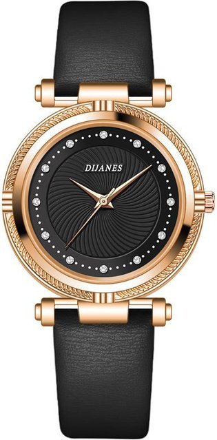 Armbanduhr Damen, Quarz, Leder, Schwarz, Kristall, 34 mm - Bild 1