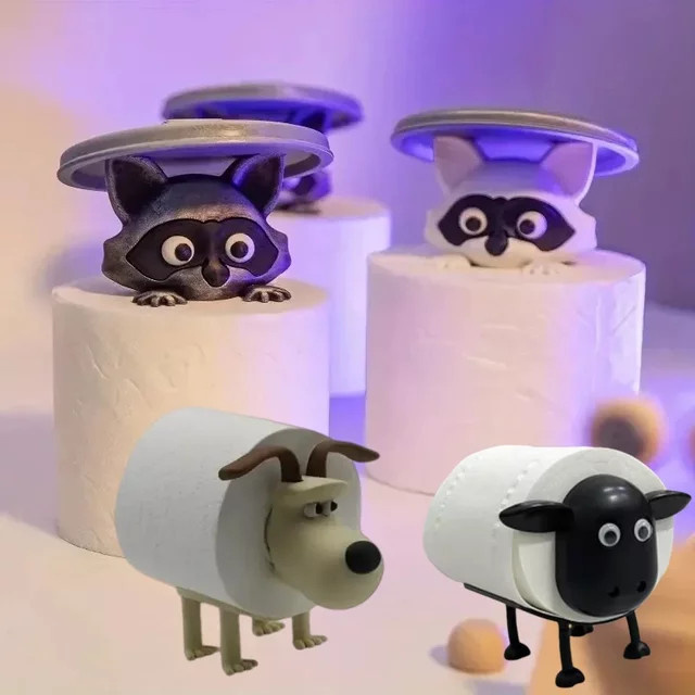 Shaun The Sheep Toilettenpapierhalter mit Mülleimer und Deckelabdeckung aus Kunststoff - Bild 1