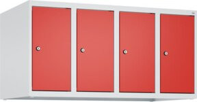 C+P Aufsatzschrank 7035/3020 mit 4 Abteilen und Zylinderschloss, Farbe: Lichtgrau/Verkehrsrot, B/H/T: 500 x 1000 x 500 cm - Bild 1
