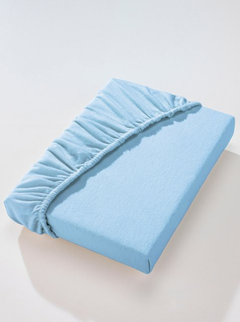Dormisette Betttuch aus Feinbiber in Blau, 100% Baumwolle, B/T: 100 x 200 cm - Bild 1
