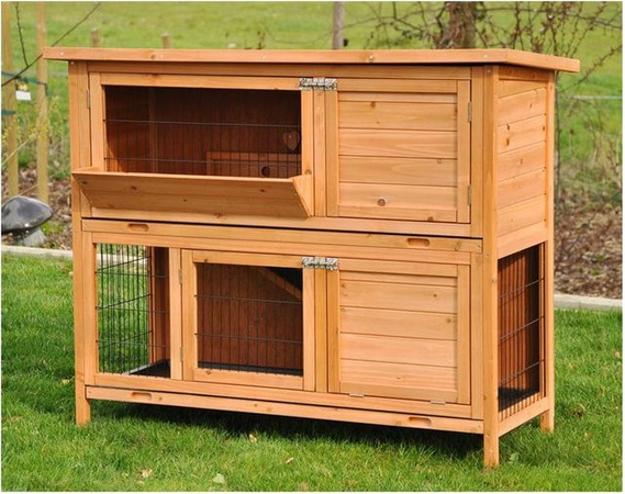 Nanook Kleintierstall Bommel aus Kiefernholz in Natur, wetterfest, B/T/H: 122 x 50 x 101 cm