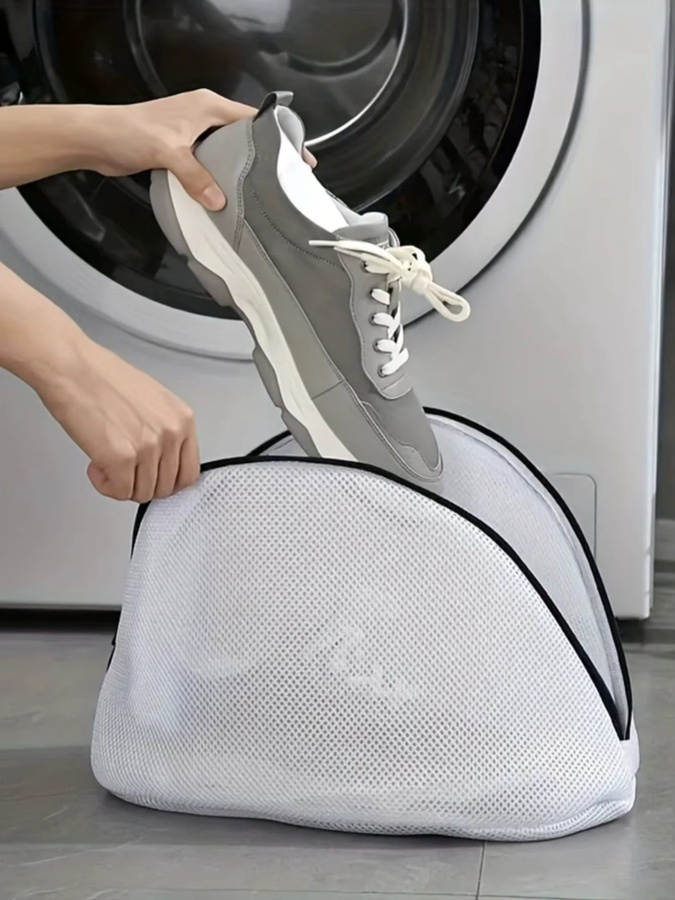 YOCITY Schuhwaschbeutel aus Mesh mit Reißverschluss für die Waschmaschine, Farbe: Weiß - Bild 5