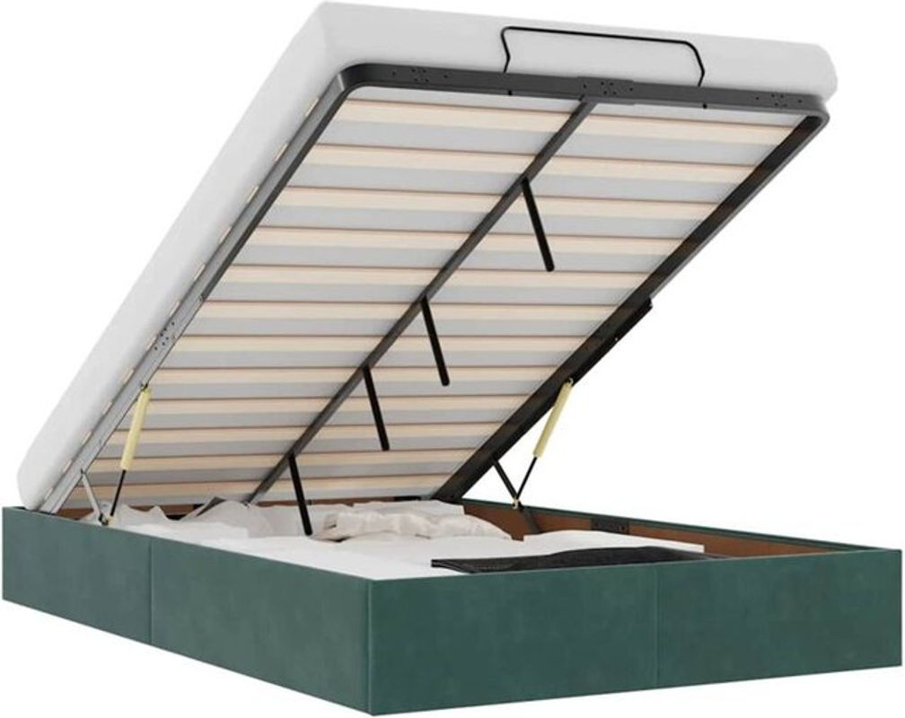 vidaxl Ottoman Polsterbett aus Samt in Dunkelgrün ohne Matratze B/T/H: 120 x 200 x 23,5 cm - Bild 1