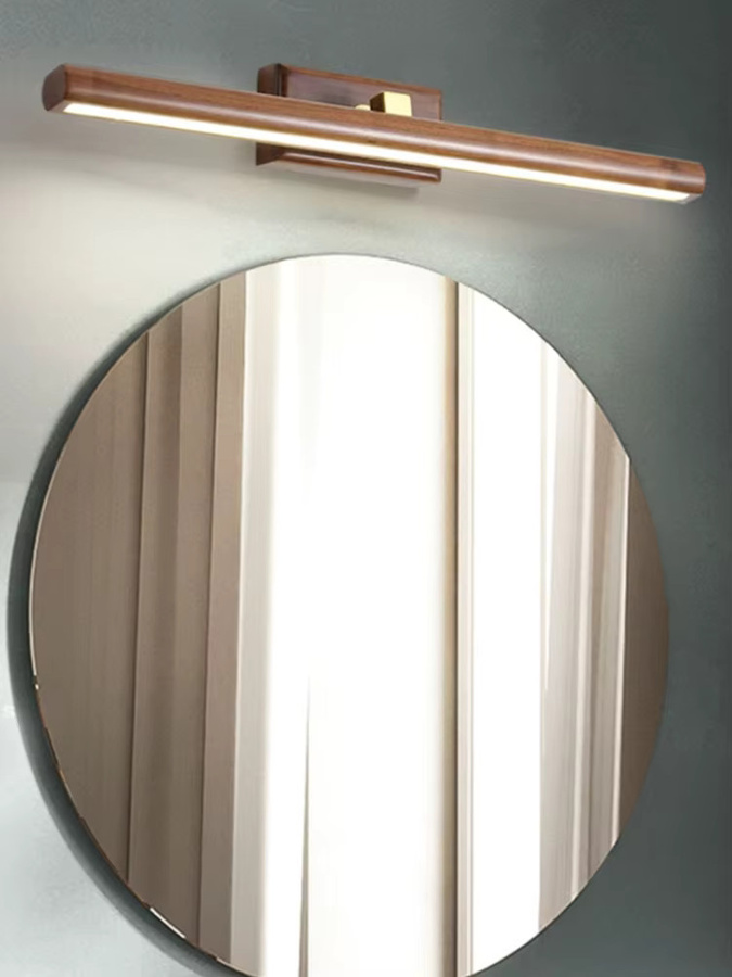 Homocean LED Wandleuchte aus Massivholz in Schwarz und Braun mit warmweißem Licht und verstellbarem Design für Badezimmer und Spiegel - Bild 3