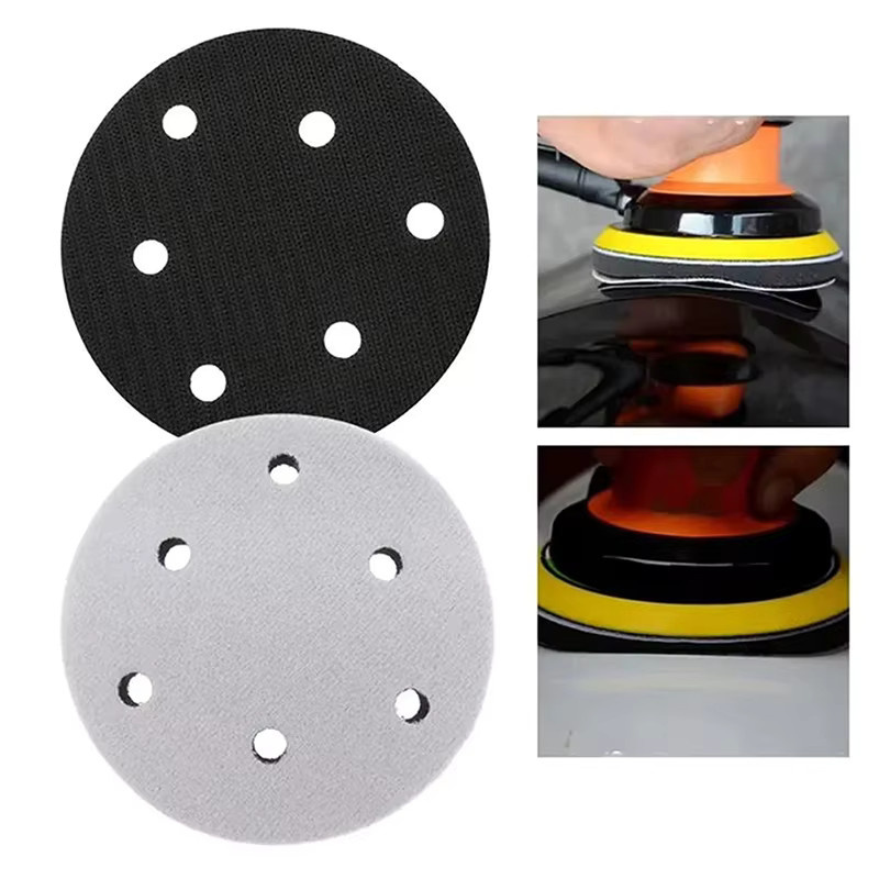 6-Loch Soft Interface Pad Klettverschluss Schleifscheibe Puffer Schwamm in Weiß, Durchmesser: 12,5 cm - Bild 3
