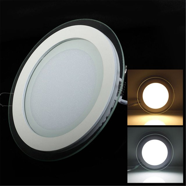 Evelobin LED-Panel-Leuchte rund mit Glasscheibe in Weiß und Transparent als moderne Deckeneinbauleuchte - Bild 1