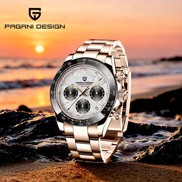 Pagani Design Chronograph, Quarz, Edelstahl, Saphirglas, Weiß, Herren - Bild 1