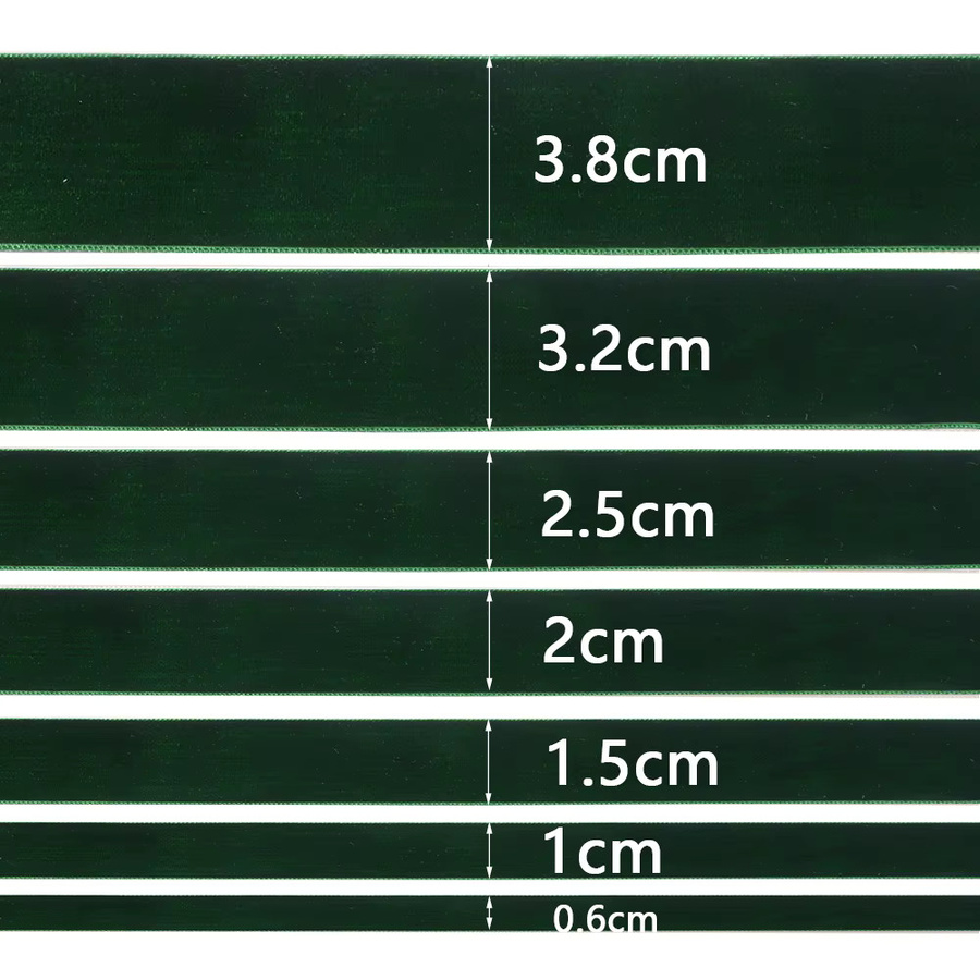 Dunkelgrünes Samtband mit einseitiger Beflockung für Weihnachtsdekoration und DIY-Geschenkverpackungen, 5–10 Yards pro Rolle - Bild 2