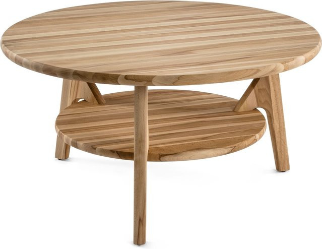 HASSE Couchtisch aus Kernbuche in Braun, rund im ländlichen Design, B: 90,0 cm, T: 46,0 cm, H: 46,0 cm - Bild 1