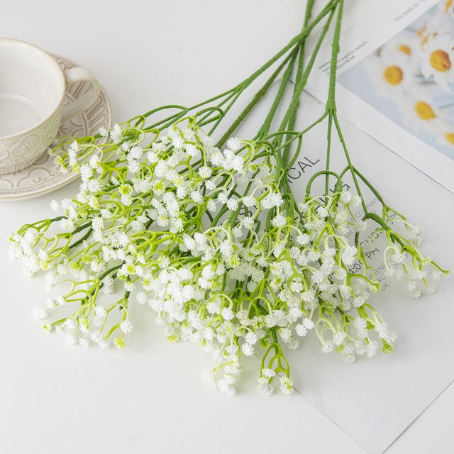 Künstliche Gypsophila Plastikblumen in Weiß für Garten, Haus und Hochzeitsdekoration (20 Stück) - Bild 1
