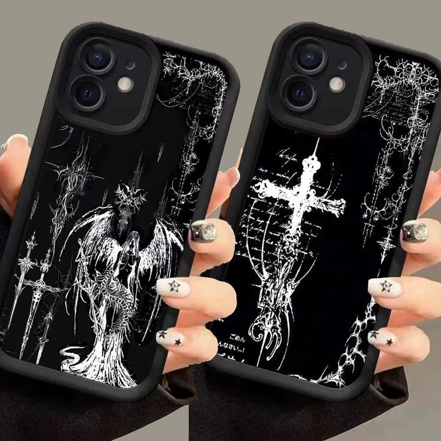 Gothic Cyber Sigil Cross Handyhülle für Google Pixel 10 9 8 7 Pro XL 5G in Schwarz aus weichem Silikon-TPU - Bild 1