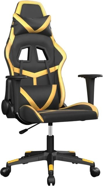 vidaXL Gaming-Stuhl Modell 3 mit Massagefunktion in Schwarz & Gold aus Kunstleder - Bild 1