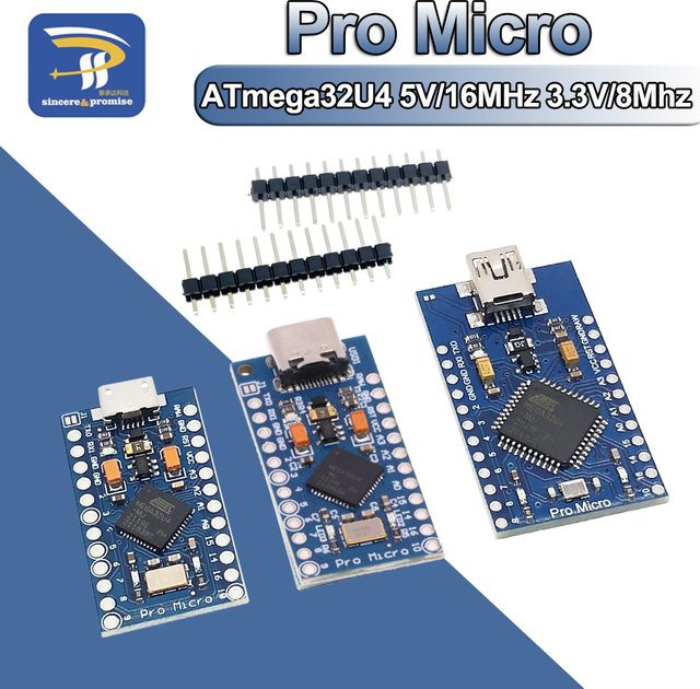 USB-C Pro Micro Modul für Arduino ATmega32U4 mit 2-reihigem Pin Header und Leonardo USB Interface Board - Bild 1