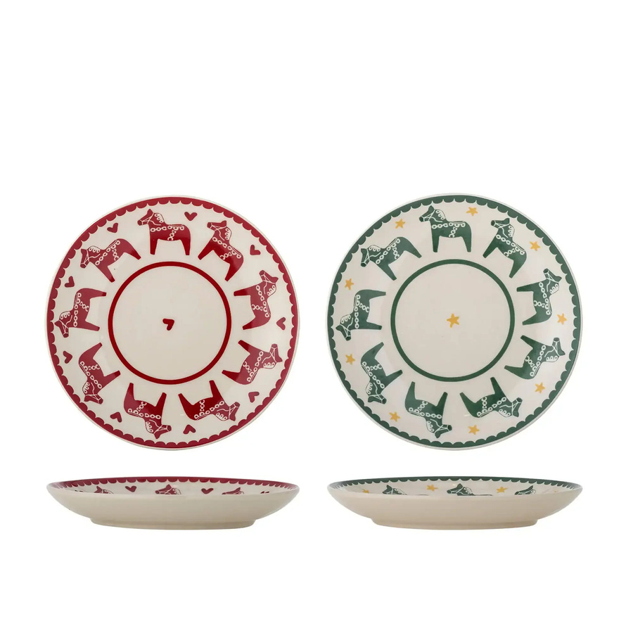 Bloomingville Mehrzweckteller Siffer aus Keramik, 2er Set, Multicolour, Durchmesser: 16 cm - Bild 1