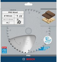 Bosch Kreissägeblatt Standard for Wood für Akkusägen, 48 Zähne, Durchmesser: 190 mm, Bohrung: 20 mm - Bild 2
