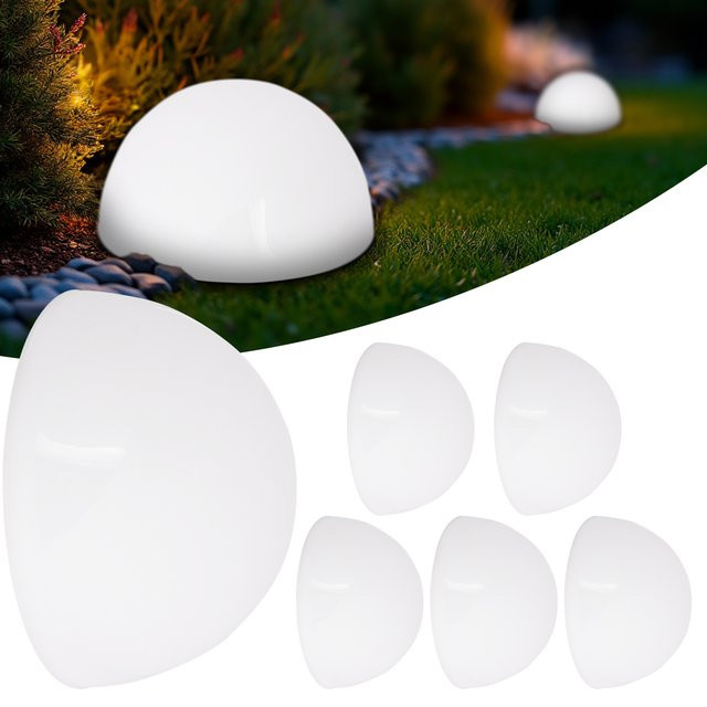 Monzana LED Solarleuchten 6er-Set in Weiß, moderne halbrunde Gartenleuchten mit Dämmerungssensor für Garten, Balkon und Terrasse, IP44 wasserdicht - Bild 1