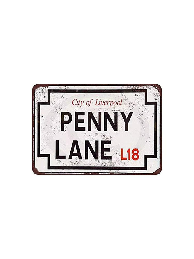 SmartCows Penny Lane Straßenschild im Vintage-Look aus Metall, Farbe: Weiß, B/H: 20,0 x 14,0 cm - Bild 2