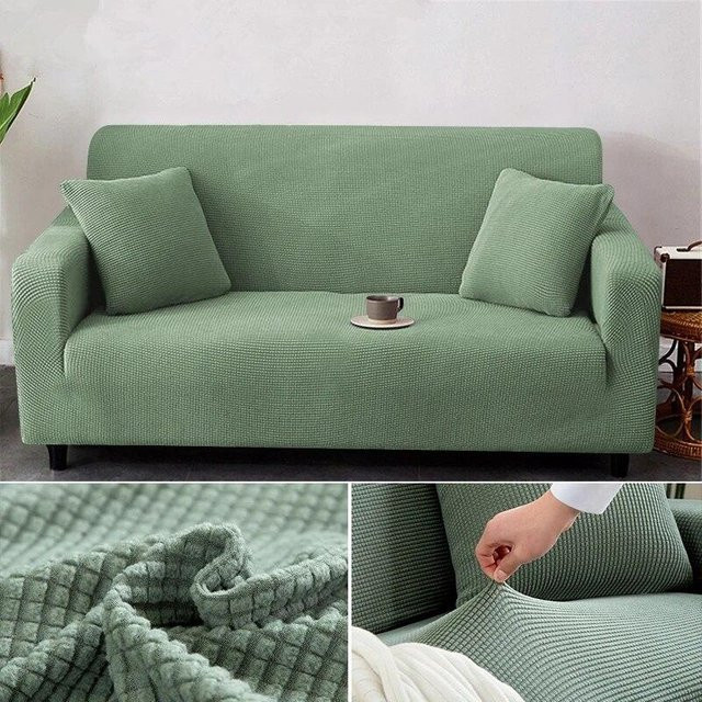 Super Six Elastischer Jacquard-Sofabezug aus Polar Fleece für Ecksofas, Farbe: Grün, Breite: 90-130 cm - Bild 1