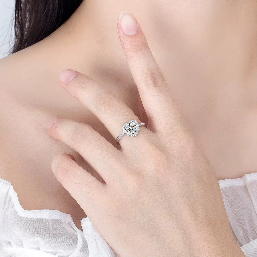 SAY Moissanit-Herzring, 925 Silber, Damen - Bild 2