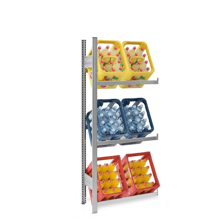 PROREGAL Getränkekistenregal Stecksystem T-Profil aus verzinktem Stahl, H x B x T: 175 x 75 x 30 cm, 3 Ebenen für 6 Getränkekisten - Bild 2