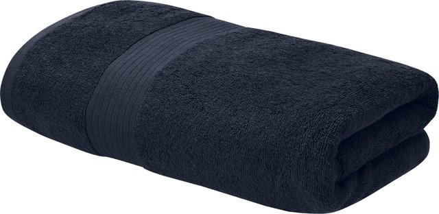 LIVARNO Frottier-Duschtuch aus Baumwolle in Blau mit Bordüre, Breite: 70 cm, Höhe: 140 cm - Bild 1