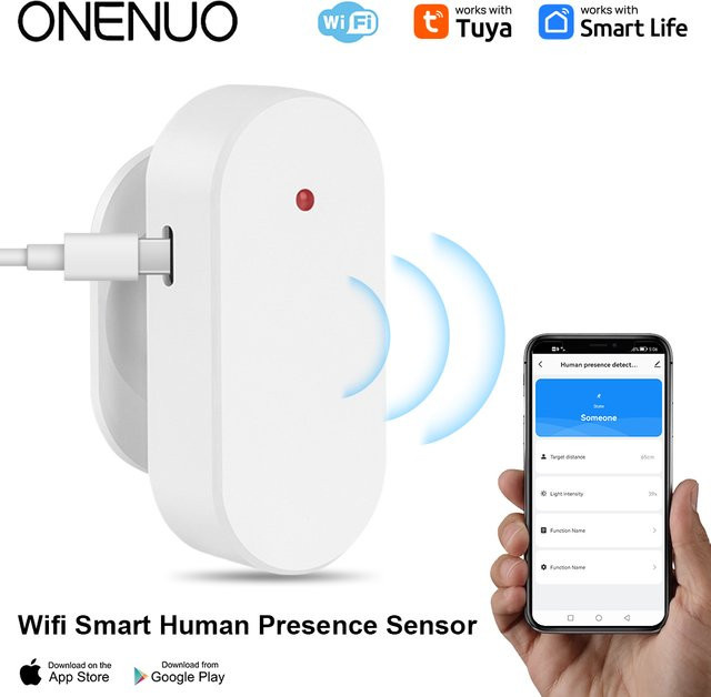Tuya Smart Human Presence Detector mit 24 GHz Radar-Entfernungserkennung und WiFi, weißer PIR-Sensor zur Anwesenheitserkennung für deinen Smart Home Assistenten - Bild 1